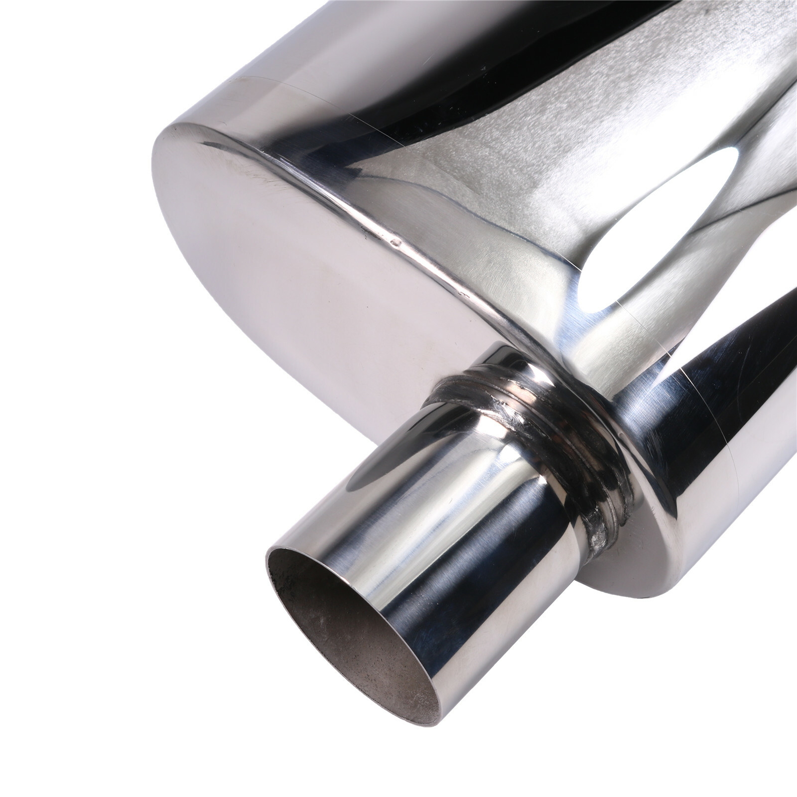 2.5" 63mm 5" x 8" Oval x 18" 304 Stainless Steel Exhaust Silencer