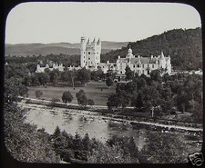 Glass Magic Lantern Slide BALMORAL CASTLE FROM THE DEE C1890 SCOTLAND 
