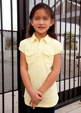 TOPPY-T GIRL SCHOOL UNIFORM KNIT POLO POCKETS white, black, blue, yellow, red