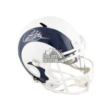 Isaac Bruce Autographed Rams Flat White Replica Full Size Football Helmet  - BAS