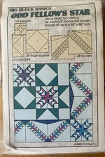 Big Block Basics ODD FELLOW'S Star tissue paper foundations Quilt Pattern 80x96"