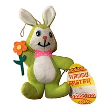 Dakin Dream Pets Green Barrymore Bunny Green Easter Pink Bow Flower W/ Tag 1979