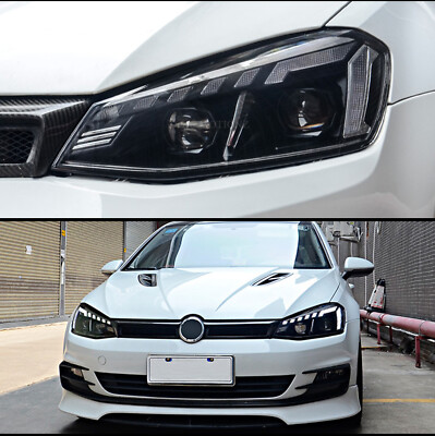 Audi Style Headlights For VW Golf Mk7 7 Projector 2013-2018 LED Sequantial 2PCS