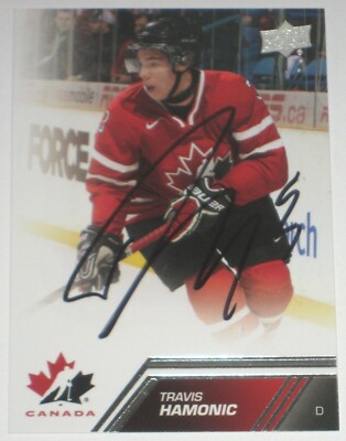 TRAVIS HAMONIC SIGNED 13-14 UPPER DECK TEAM CANADA CARD AUTOGRAPH AUTO!!