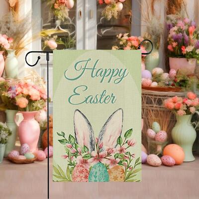 Frohe Ostern Gartenfahne Hase Ei klein Hoffahne für Hof Terrasse Outdoor