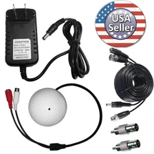 Sikker CCTV Microphone BNC RCA Audio input Security Mic w/ Power supply & cable