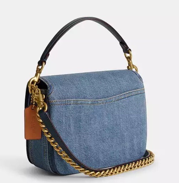 美品　Coach Denim Aacessory Porch Bag Charter Crossbody Bag 19 In Signature Denim