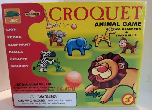 J & C Wooden Animal Croquet Game For Kids
