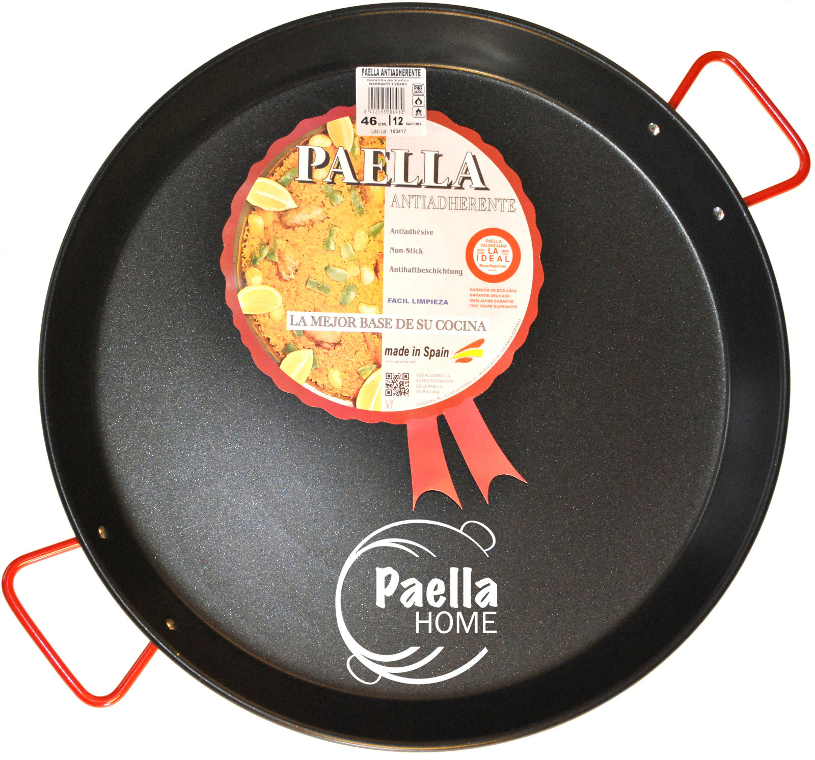32cm 60cm Non Stick Polished Steel Paella Pan + Lid + Gift Wooden Spatula eBay