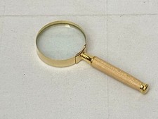  Lot of 5  Reading Magnifying Glass in Solid Maple Handle 3x Magnification
