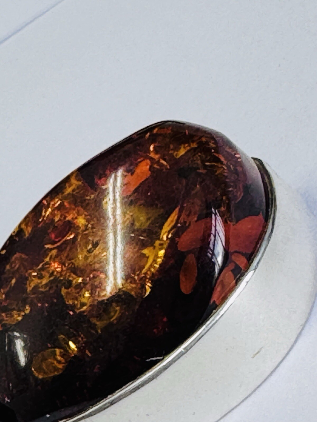 SOLID STERLING SILVER LARGE IRREGULAR SHAPE AMBER… - image 8