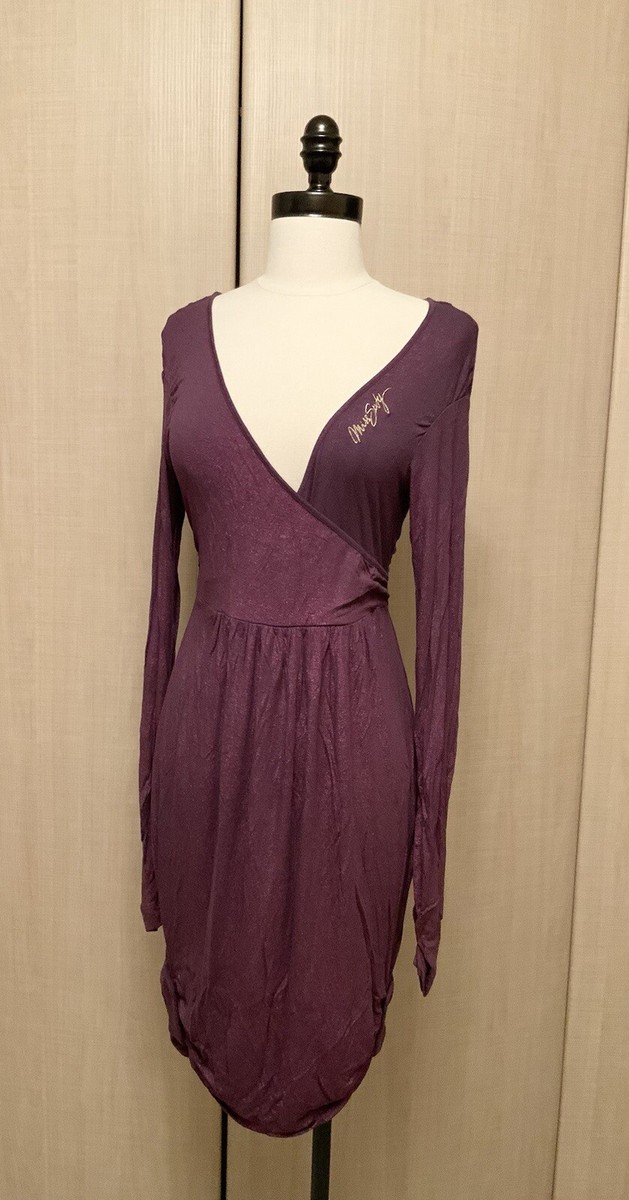 Womens Miss Sixty Long Sleeve Knee Length Purple Shimmer Stretch Dress, Medium Womens Miss Sixty Long Sleeve Knee Length Purple Shimmer Stretch Dress, Medium