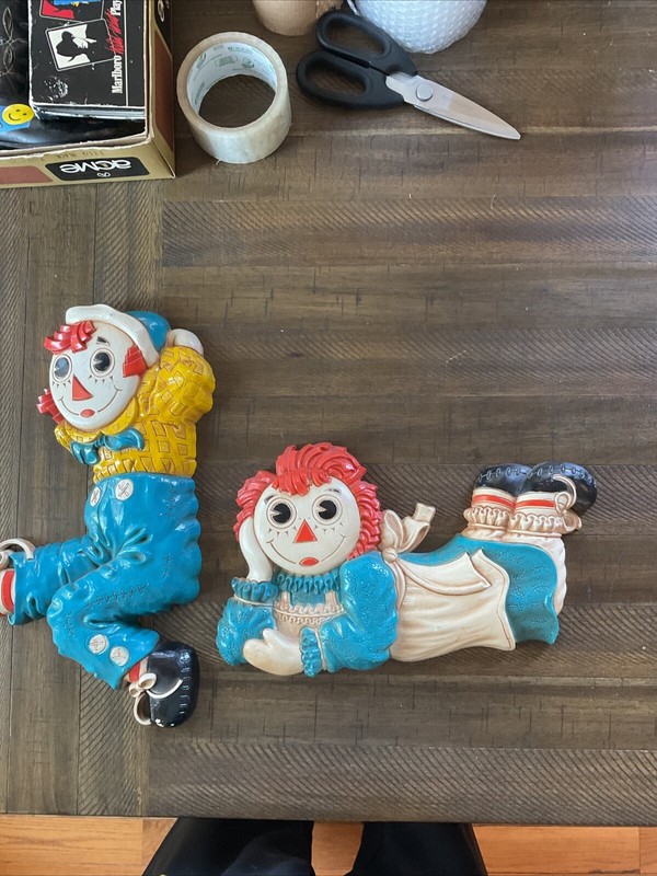 Vintage Raggedy Ann And Andy Doll Wall Hanging Decor 1977 Bobbs Merrill