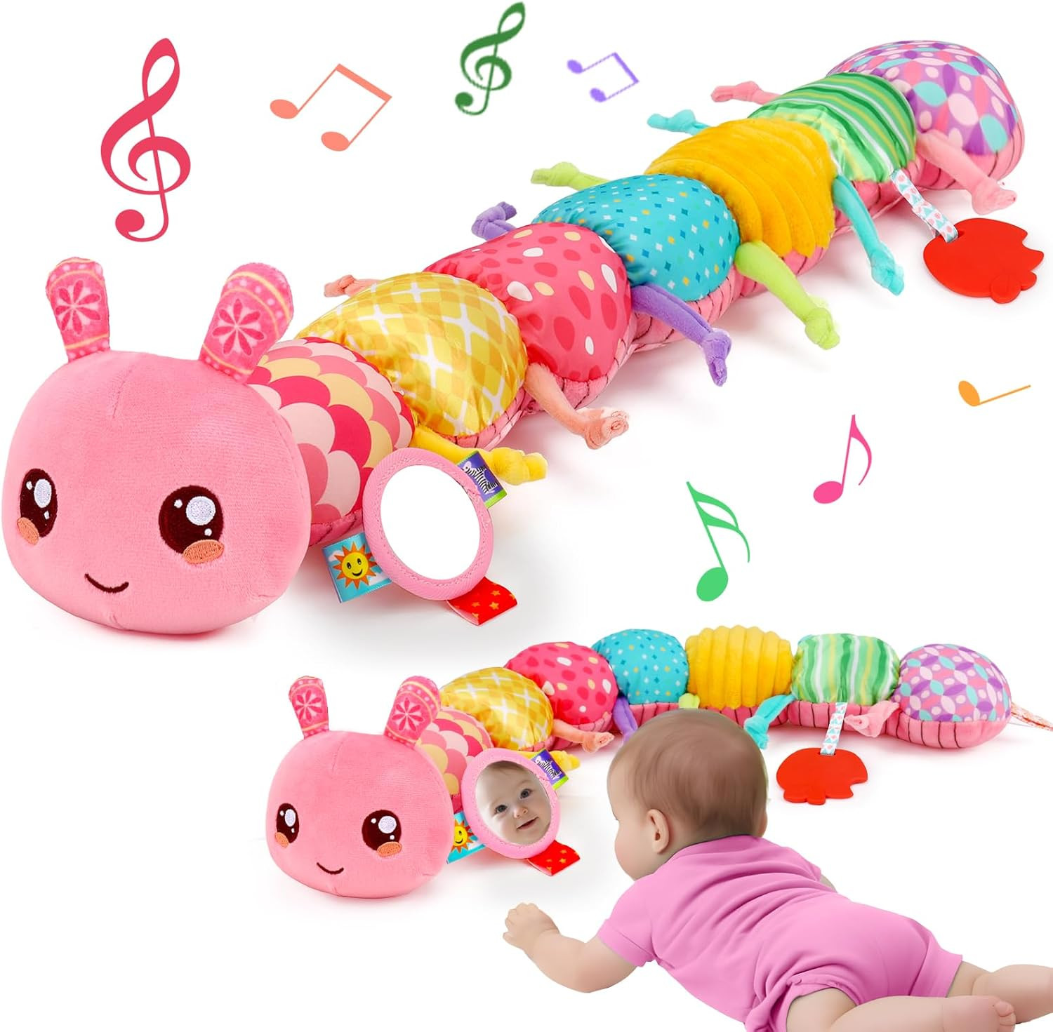Baby Girls Toys 0-6 Month Music Animal Stuffed Caterpillar Toy for Infant 0-3 3-