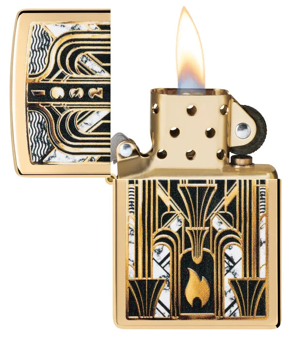ホビー・楽器・アート TRIPLE CROWN ZIPPO Zippo 46585, Art Deco Flame Design, High Polish Brass