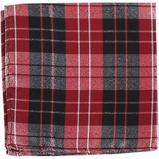 New Milani Men's Pocket Square Hankie Only Plaid checkers Pattern Red Black prom