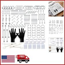Body Piercing Kit 153pcs with Stainless Steel Jewelry Needles for All Areas