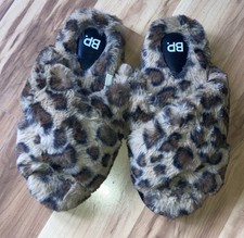 BP. Sophie Criss Cross Kapcie Damskie S(5-6) Pluszowe Sztuczne futro Lampart Nadruk