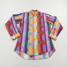Vintage Wrangler Shirt Mens Medium Southwestern Aztec Button Up 90s X Long Tails