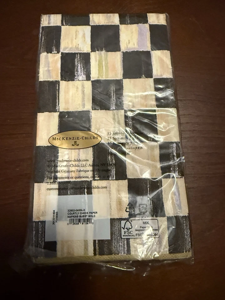 Servilletas para invitados Mackenzie Childs Courtly Check, adornos dorados, paquete de 14 (falta 1) Foto 4 de 4