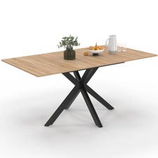 Table à manger extensible rectangle ALIX 4-8 personnes pied araignée bois et noi