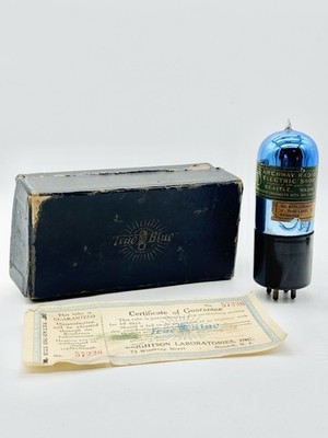 Vintage RARE Brightson True Blue Vacuum Radio Tube Glass Blue Globe H9