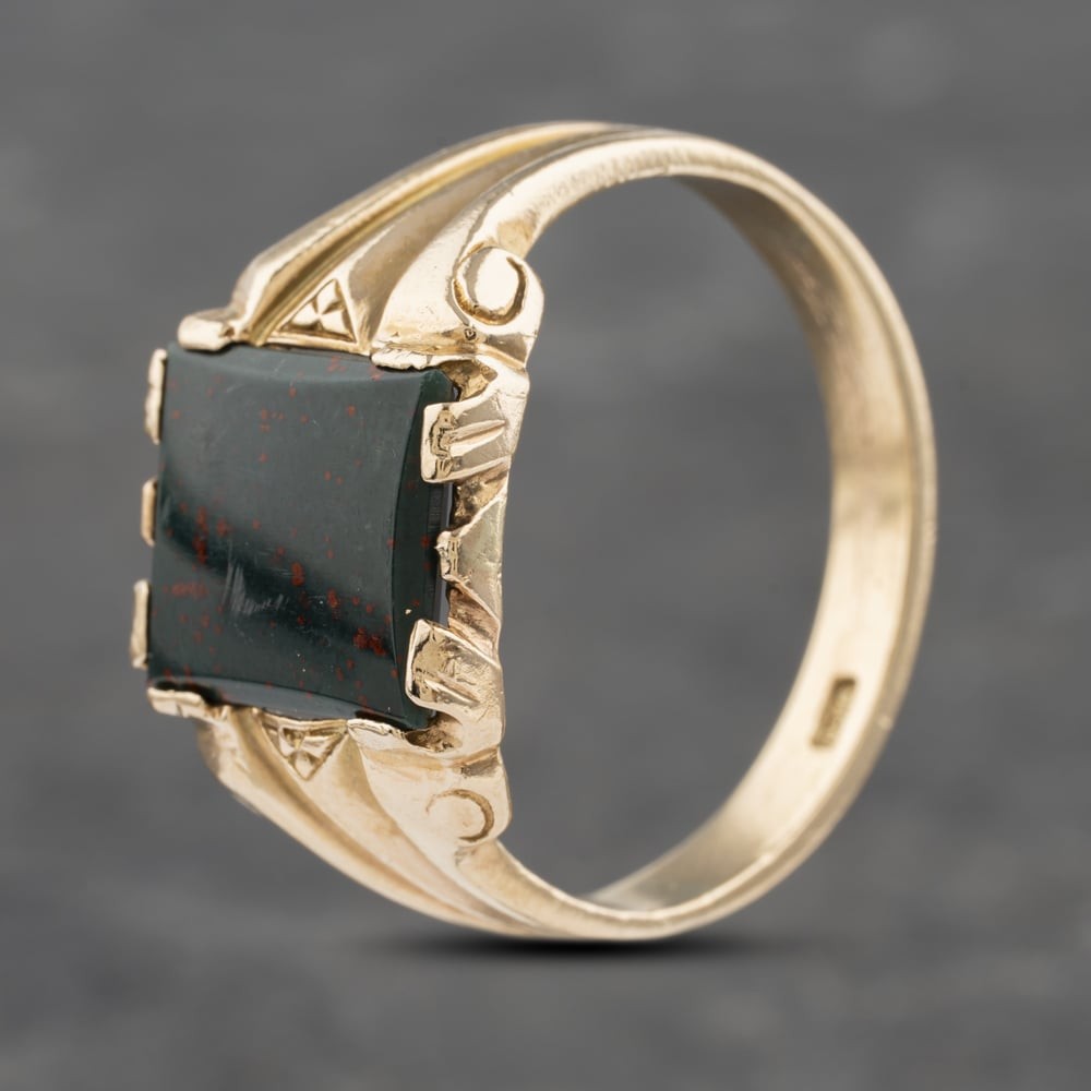 Second Hand Vintage Yellow Gold Bloodstone Signet Ring 41341953