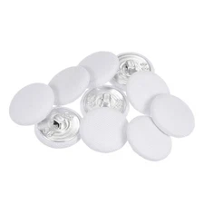 10pcs Fabric Cloth Covered Button 23mm Metal Round Sewing Buttons, White