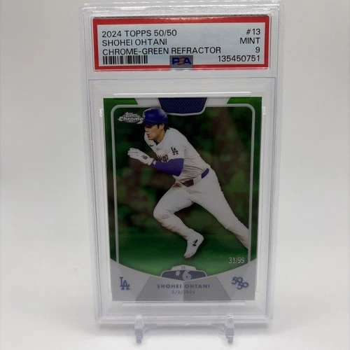 2024 Topps 50/50: Shohei Ohtani Chrome Green /99 #13 Los Angeles Dodgers PSA 9