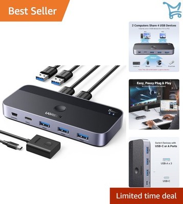 USB 3.0 Switch 2 Computers Sharing 4 Ports Keyboard Mouse Printer Scanner