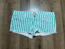 Hollister Shorts, Youth Girl Size 3, Green White, Striped, Casual Shorts