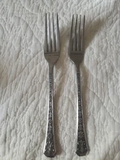 Vintage Interpur Florenz Japan Stainless Flatware Forks Lot of 2 Textured