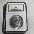 1884 O $1 Morgan Silver Dollar 1 Oz Coin NGC AU 58