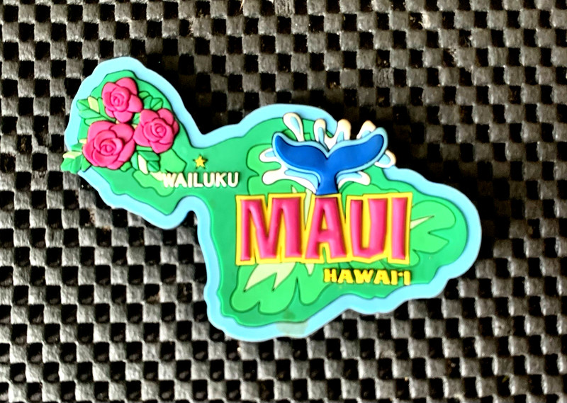 WAILUKU MAUI HAWAII MAGNET ROSES WHALE TAIL 3 3/4" X 2 3/4" NOS