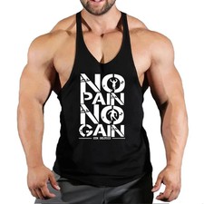 Men Tank Top Bodybuilding Gym Workout Fitness Cotton Sleeveless Stringer Vest