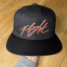 YOUTH Vintage 80s Nike Flight Black Zipper Zip Back Adjustable Hat CLEAN Rare