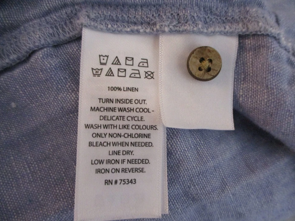 Vestido de lino para mujer Cynthia Rowley talla L manga corta azul Foto 4 de 4