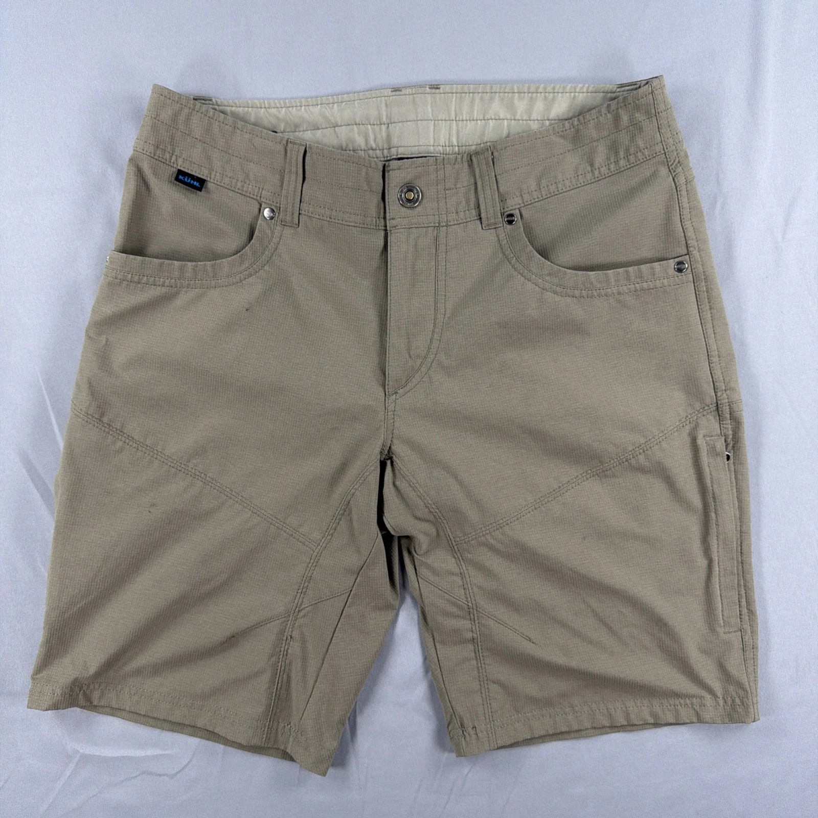 Kuhl Renegade Men Shorts Nylon Hiking Outdoor 34x10 (33TAG) Khaki Green Brown