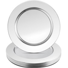 12 Pcs Silver Charger Plates, 13 Inch Stainless Steel Charger Plates, Metal R...
