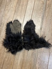 Vintage Genuine Fur Leather Gauntlet Mittens Lined Early 1900 Men's Gloves