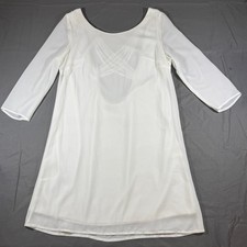 TOBI Fairy White delicate silky Crisscross Back Sheer Sleeve Mini Dress Size S