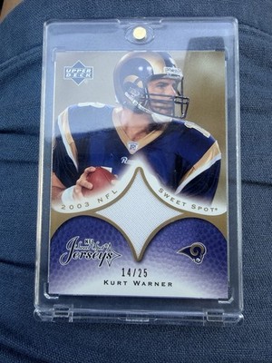 2003 Upper Deck Sweet Spot - Jerseys Kurt Warner #JC-KW Gold /25 (MEM)