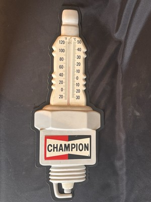 CHAMPION Vintage Spark Plug Thermometer Marketing Display plastc