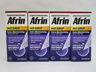 Afrin No Drip Extra Moisturizing Nasal Pump Mist Exp. 06/2026 4 Pack