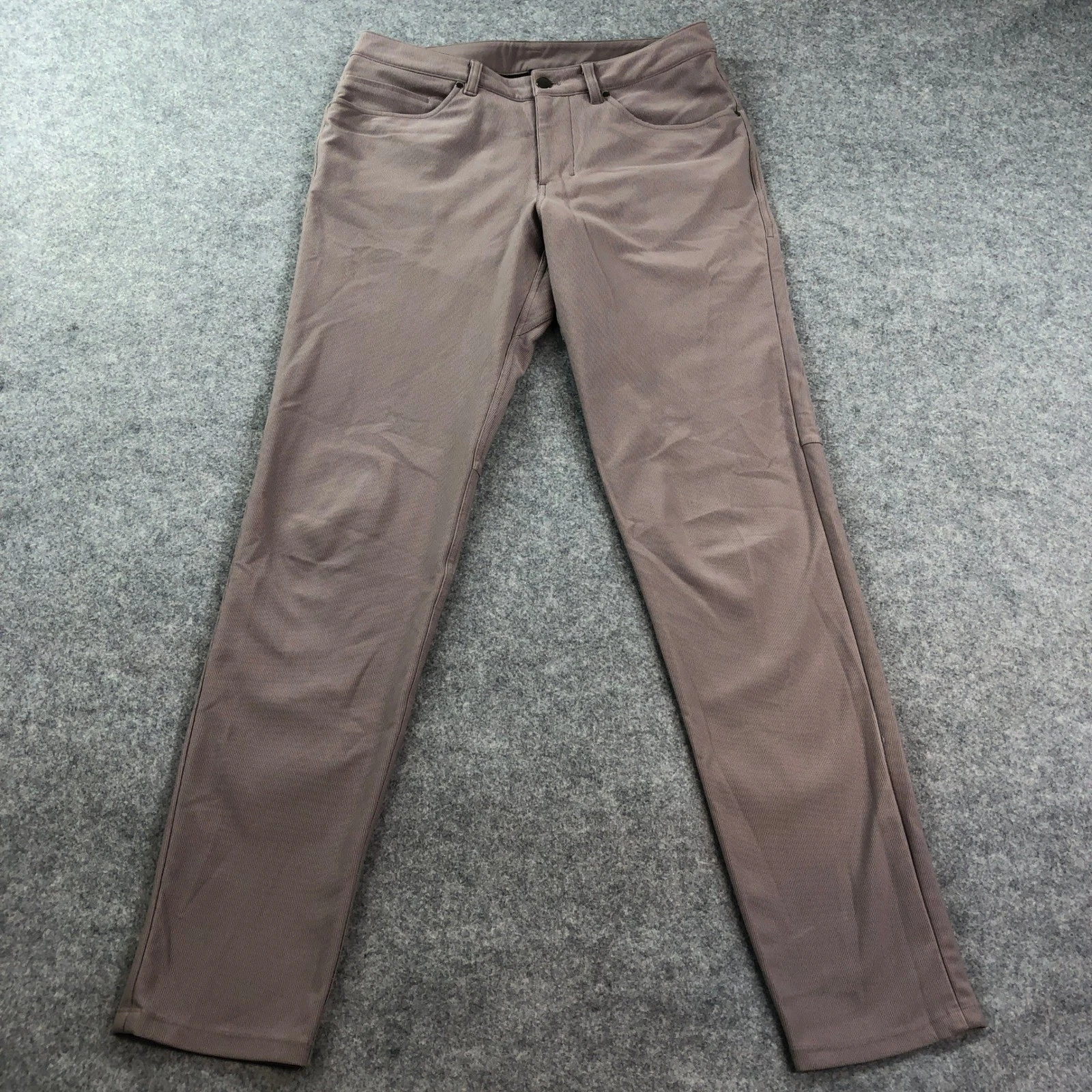 Lululemon Mens Pants 31 Brown Ribbed Polyester Classic Fit Slim Warpstreme Gym