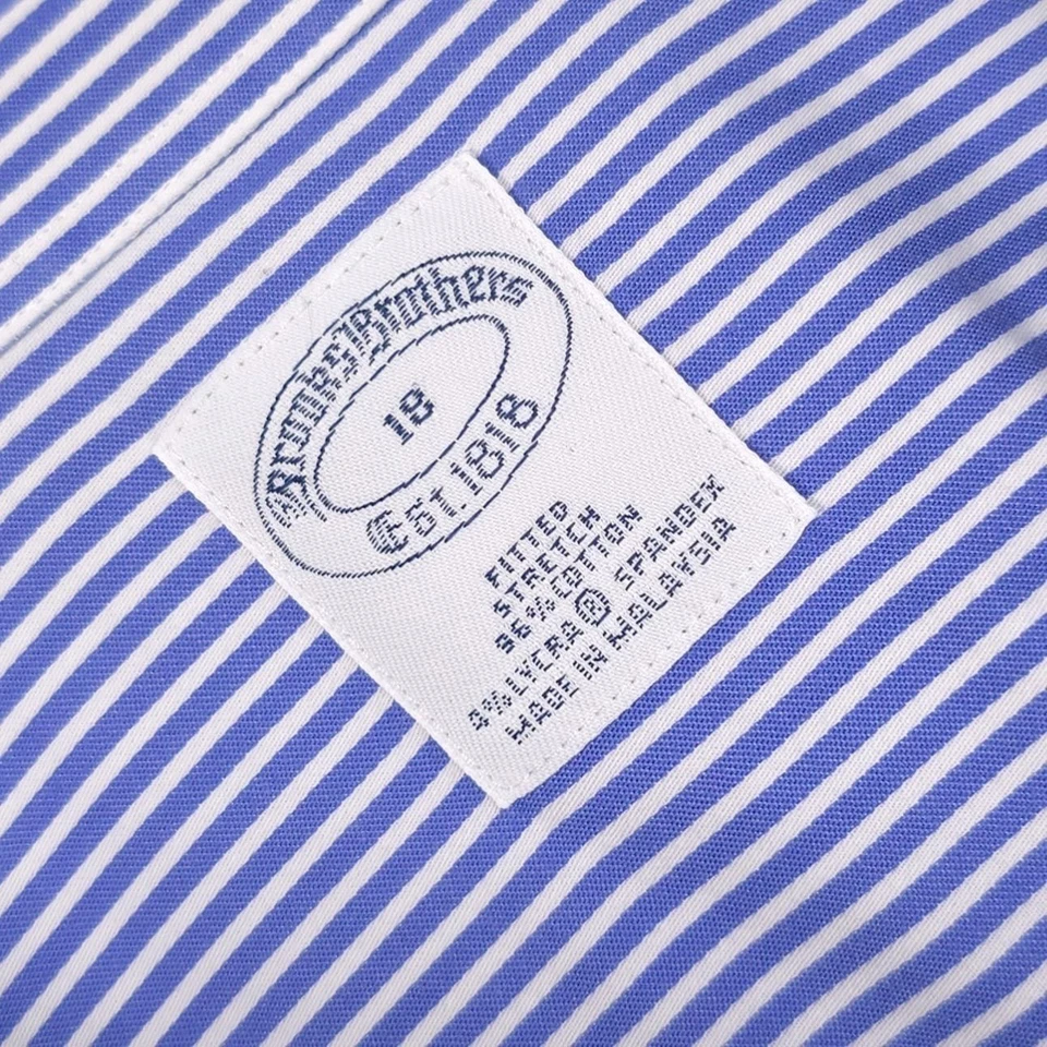 Camisa para mujer BROOKS BROTHERS 18 AJUSTADA elástica doble puño francés a rayas azules Foto 2 de 4