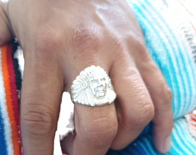 Anillo Plata 925 Solida Diseño Gran Apache Head 925 Solid Sterling Silver Ring