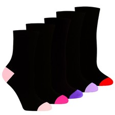 A2Z 4 Kids M&auml;dchen Crew Socken 5er Pack Weiche Baumwolle Kontrast Schwarz