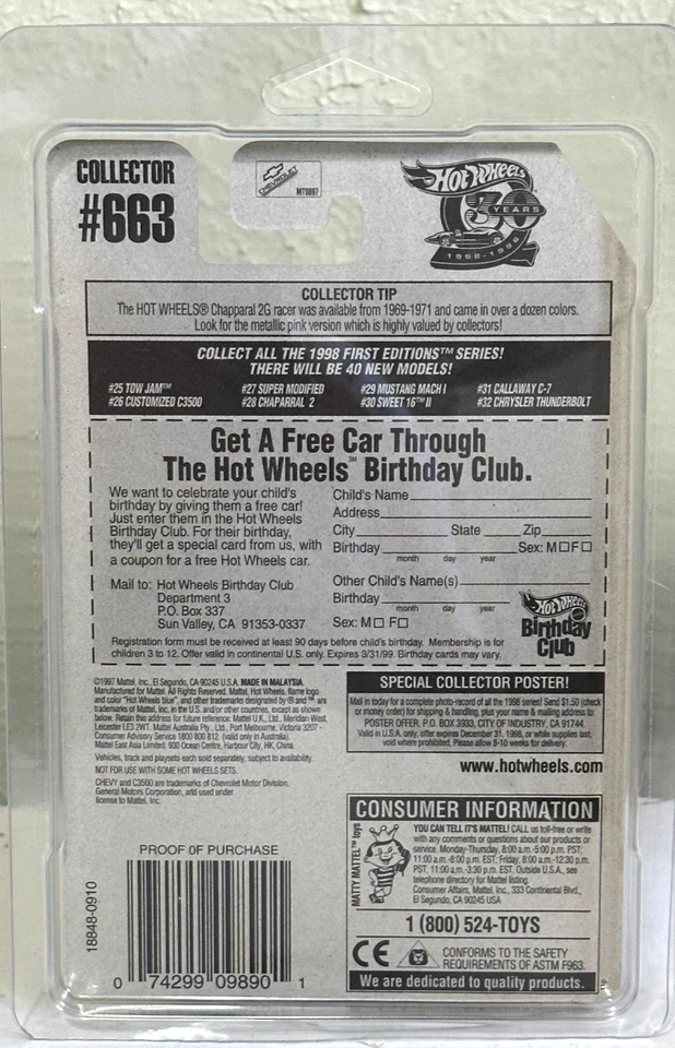 HOT WHEELS PERSONALIZADO CHEVY DUAL C3500 CON RUEDAS DE 5 PUNTOS EN TARJETA EN PROTECTOR Foto 3 de 3