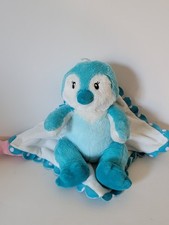 Fiesta Pingüino Manta Bebés Azul Aqua Felpa Lunares Bebé Lovey Pez Rosa